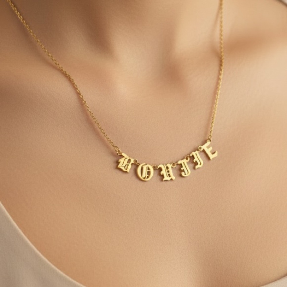 ✨ BOUJIE ✨ 18k Gold Plated Old English Letter Statement Necklace | Y2K Style - Picture 1 of 3